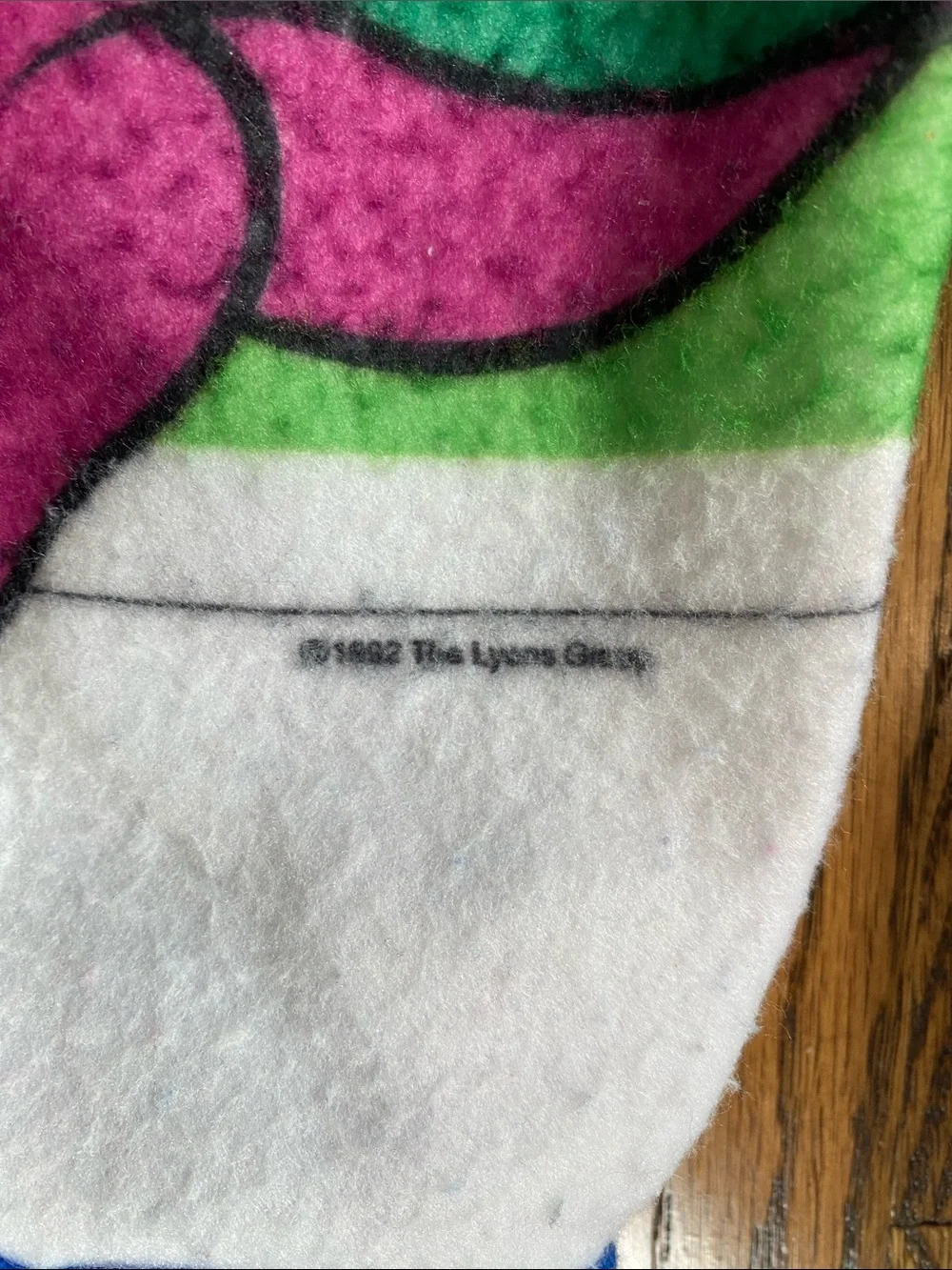 Vintage 1992 Barney and Friends fleece, footed zip up sleeper, size 0-6M.
